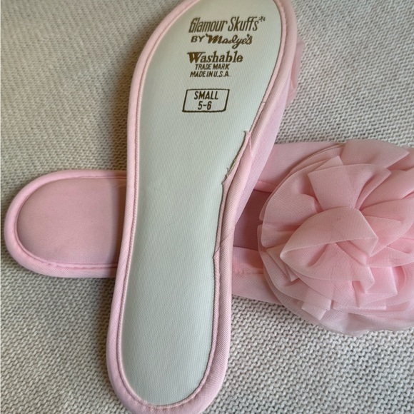 Vintage Madye's Pink Ruffle Glamour Skuffs Slippers Boudoir Size Small 5-6 WOW - Picture 6 of 12